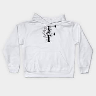 Letter F Monogram - Floral Initial Kids Hoodie